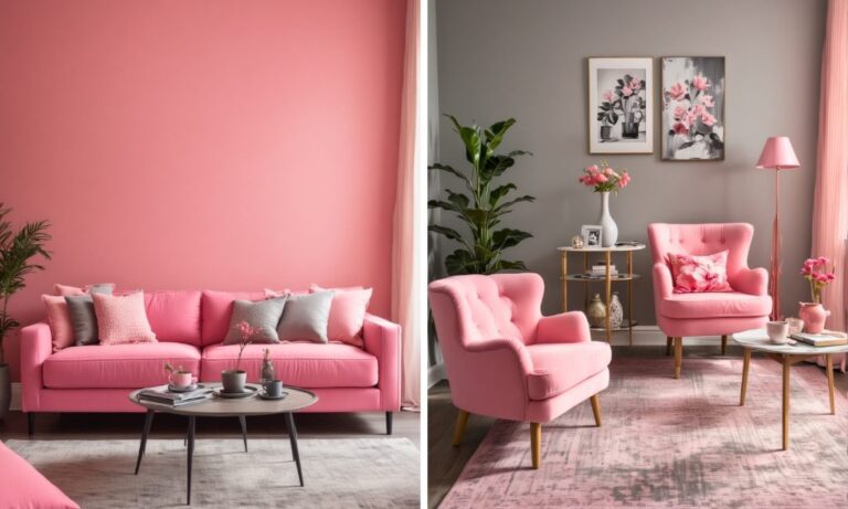 20 Grey and Pink Living Room Idea